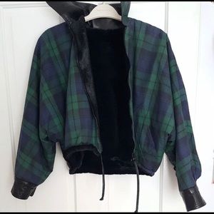 Reversible bomber style jacket in plaid